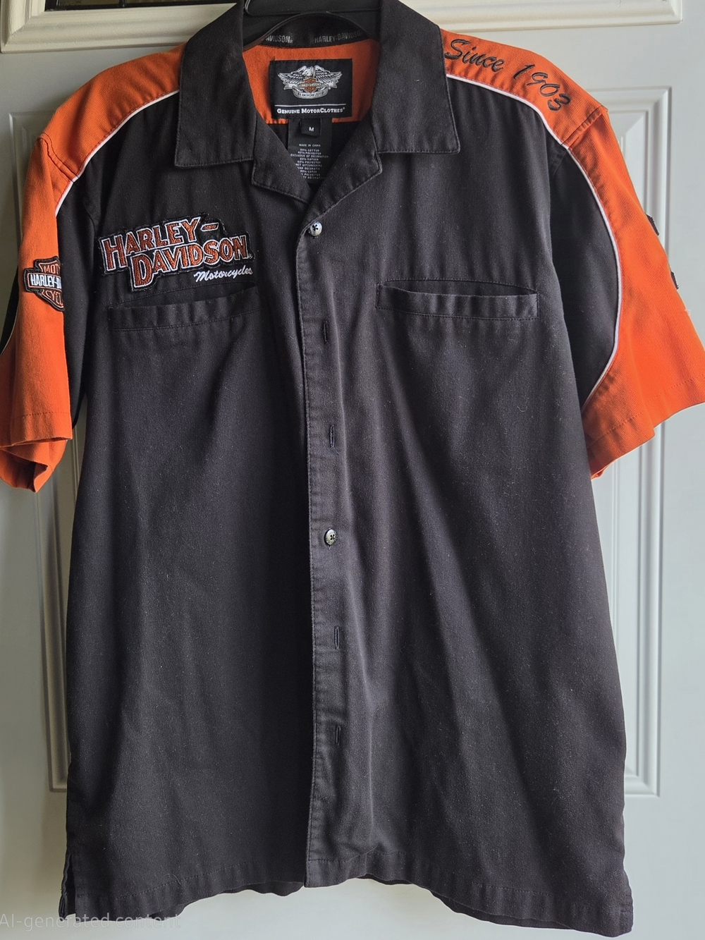 Harley-Davidson Men's Short-Sleeve Black & Orange Shirt